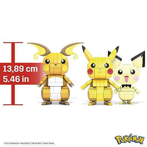 Mega Construx Pack 3 Pokémon Rayo (Pichu, Pikachu y Raichu) Figuras de Bloques de construcción