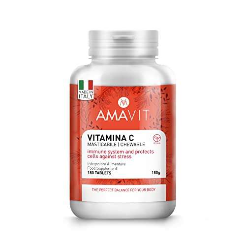 Vitamina mastic. C 1000 mg para 2 Tabletas - Vitamin C para Cara y Sistema Inmunológico - Vitaminas para el Cansancio - Vit C 180 Tabletas