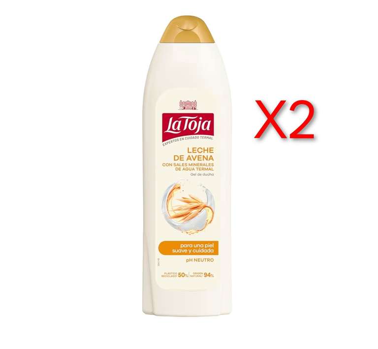 X2. La Toja Gel de Ducha Leche de Avena, Aporta a Tu Piel el Cuidado y la Suavidad Que Necesita, Piel Nutrida y Protegida, 600 ml