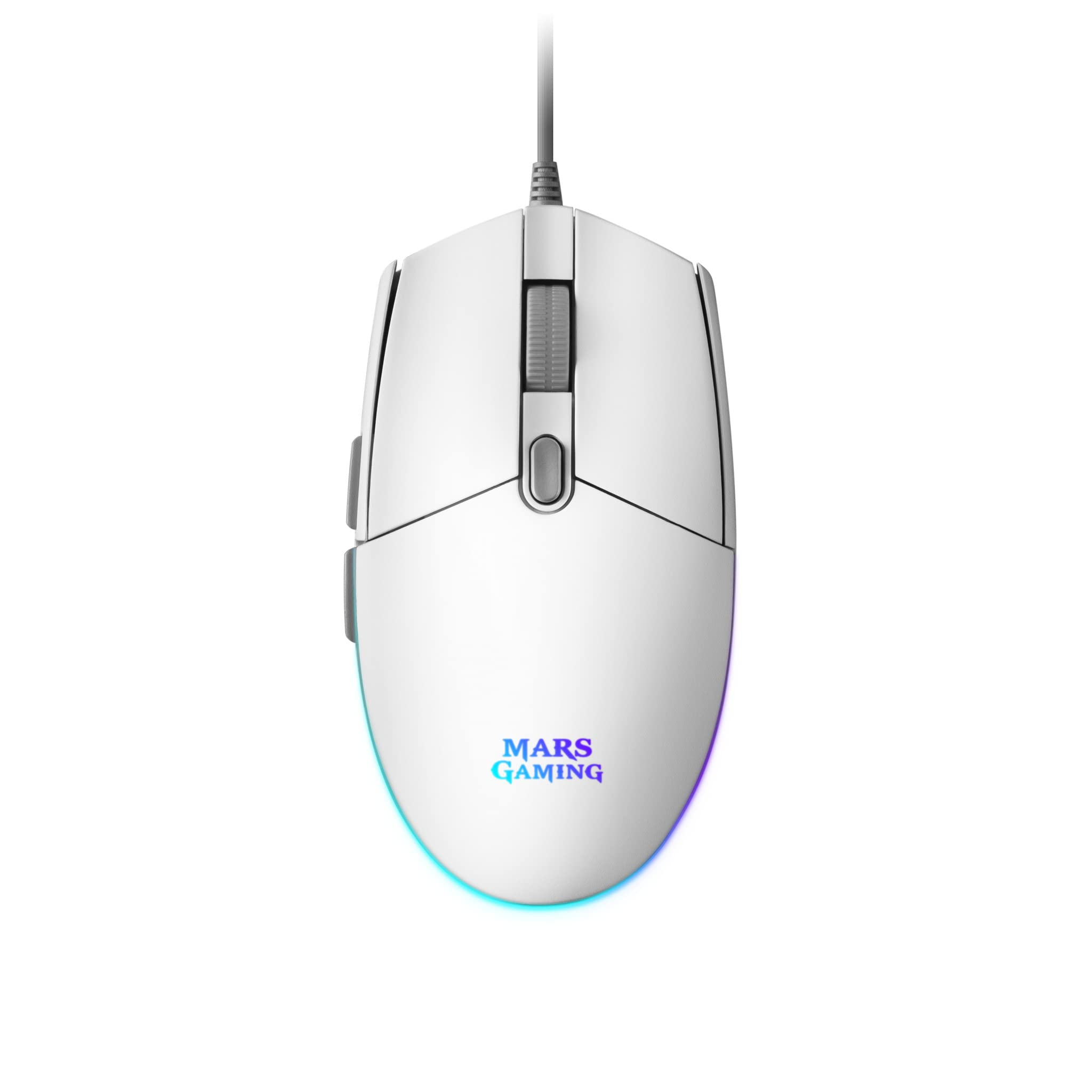 Mars Gaming MMG 3200 dpi RGB Flow, Switches Mecánicos HUANO, 6 Botones, Windows, Linux, Mac, PS4, PS5, Xbox One, Xbox Series X-S, Blanco