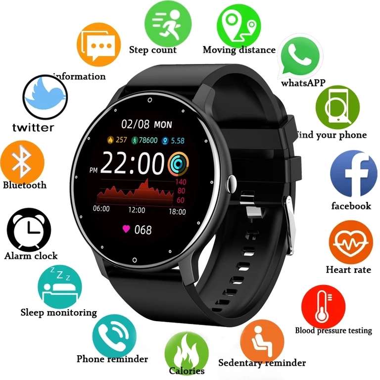 Smartwatch Deportivo Unisex, Apto para Android IOS - Varios colores