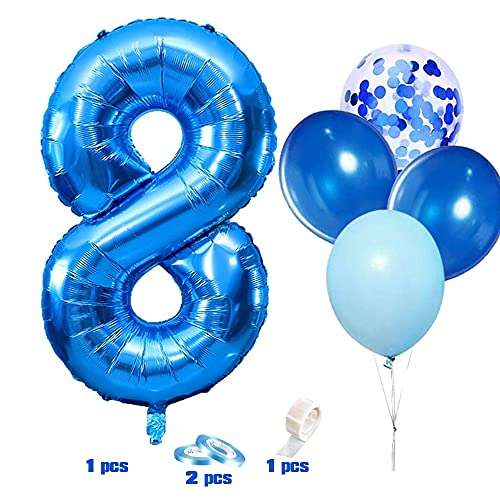Globos azules para decoración de fiestas. Juego de 31 piezas [Números 4, 6, 7 y 9 a 3'99€]