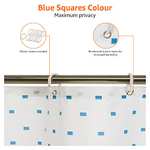 Amazon Basics - Cortina de ducha de tejido estampado (180 x 200 cm), diseño de cuadros azules