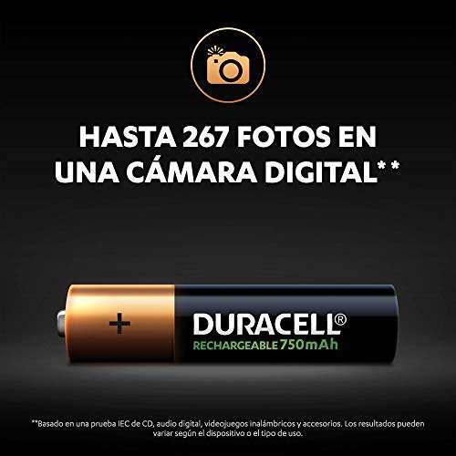 Duracell - Pilas Recargables AAA 750 mAh, paquete de 8