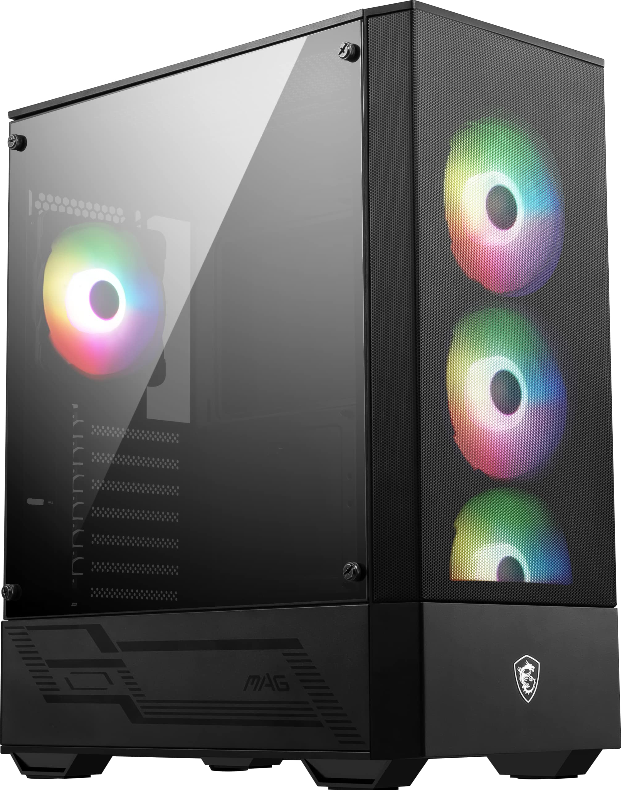 MSI MAG FORGE 112R Caja PC Mid-Tower - Vidrio Templado, Admite ATX, Micro-ATX y Mini-ITX, Panel Frontal Mallado, 4 Fans ARGB 120mm
