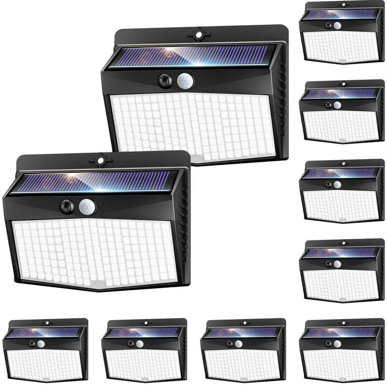ipify 10 Paquete Luz Exterior Solar, 3 Modos Focos Solares Exterior con Sensor de Movimiento,Impermeable Lamparas Exterior para Jardín