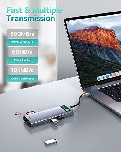 Baseus Docking Station USB C Dual HDMI, Hub USB C 9 en 1 Dual Monitor