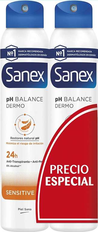 Sanex pH Balance Dermo Sensitive Desodorante Spray, 2 x 200ml