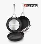 Monix Mineral - Set 3 Sartenes, Lote 18, 22 y 26 cm, Aluminio Forjado, Cocina Gas, Vitrocerámica Inducción, REFORZADO CON TITANIO