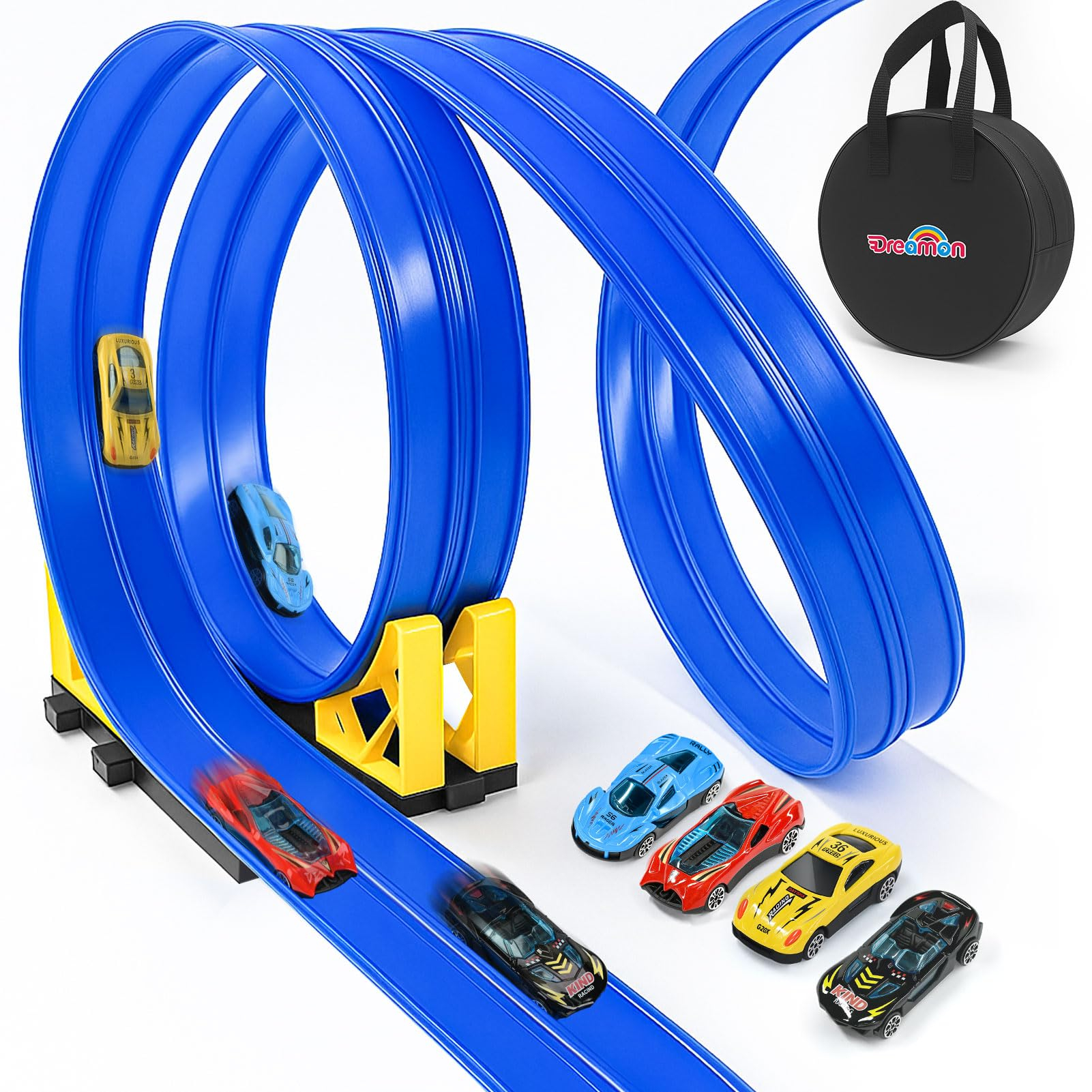 Pista Coches 6 Metros Flexible Incluye 4 Coches (Reaco Como Nuevo)