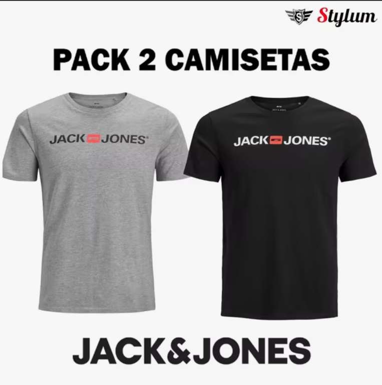 Jack & Jones Hombre Pack 2 Camisetas Algodón manga corta Ajuste SLIM FIT Primavera Verano + Parkson-Juego de esmaltes en Gel para uñas.