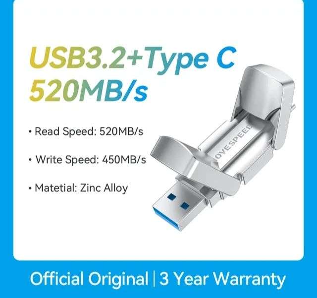 MOVESPEED-unidad Flash USB 2 en 1 128gb (disponible varios colores y capacidad)