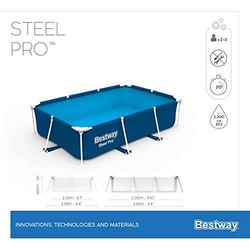 Piscina Desmontable Tubular Infantil Steel Pro 300x201x66cm Azul BESTWAY