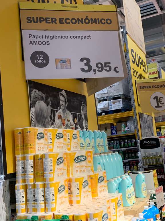 Papel higiénico AMOOS - Pack 12 COMPACTO [ 0,32€ ROLLO ]