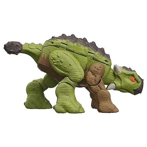Mattel Jurassic World Fierce Changers Peligro Doble T-Rex verde Dinosaurio de juguete se transforma en Ankylosaurus, +4 años (HLP06)