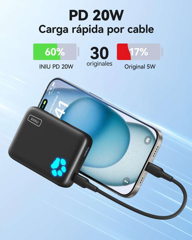 Bateria Portatil inalámbrica INIU para Magsafe Power Bank, Pequeño 10000mAh 20W PD