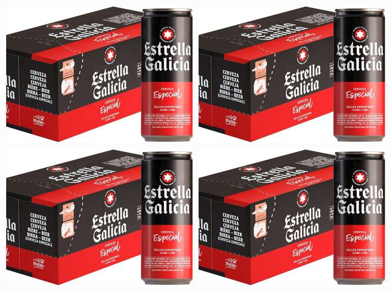 4 X Cerveza Estrella Galicia Especial Frigopack -4 Paquetes de 10 latas de 33cl – Bebida alcohólica 5,5% de volumen en alcohol [0.59 lata]