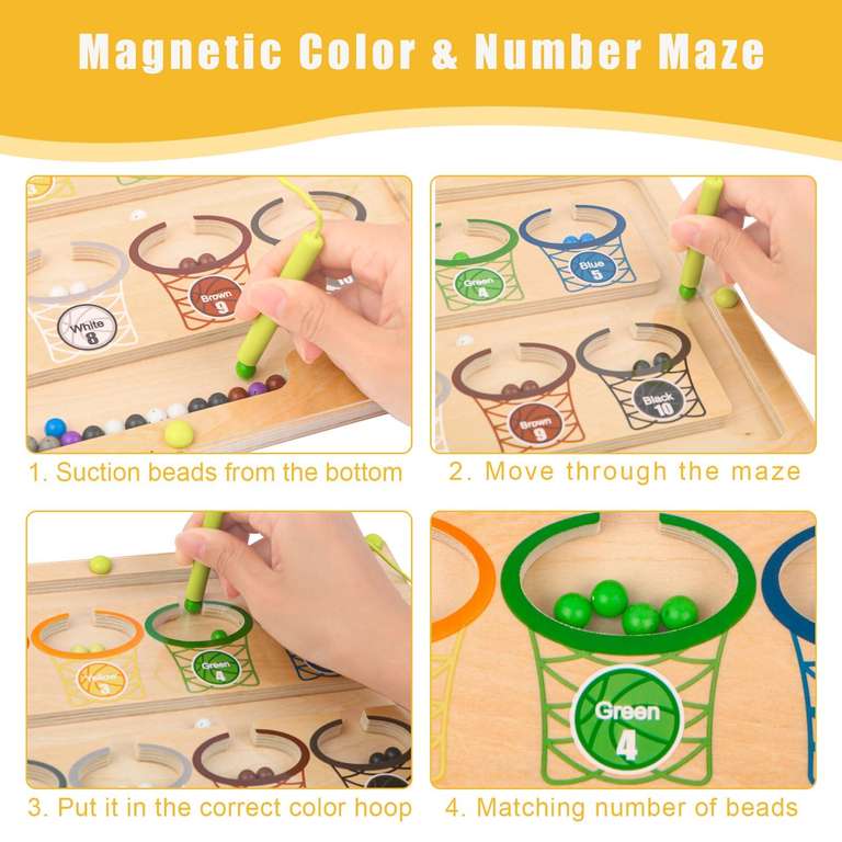 Laberinto Magnetico Montessori Juguetes Niños 3 4 5 Años,Juegos Educativos para Aprender el Alfabeto, Juegos de Motricidad Fina