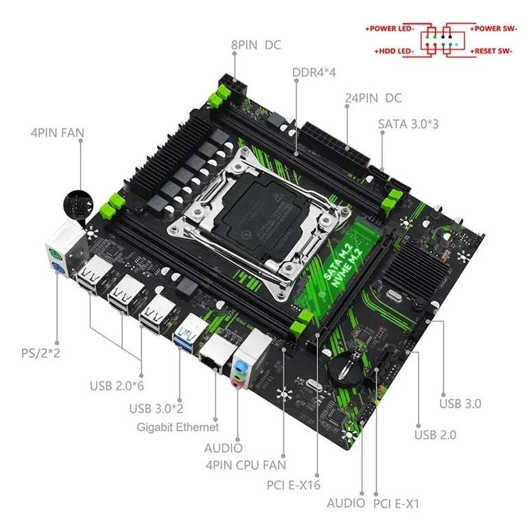 Kit placa base MACHINIST + Xeon E5 2650 V4 CPU + 16GB RAM DDR4