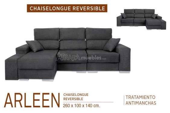 Sofa Chaiselongue Gris Reversible (tambien en Azul)