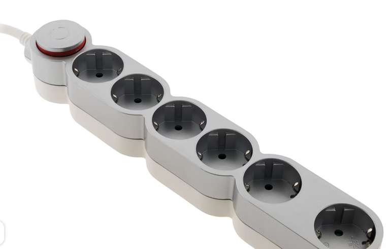 Regleta De 4 Tomas - 6A 2P - Blanco - Con Seguridad Infantil - Cable De 1.5m