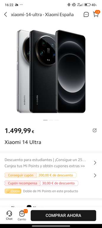 Xiaomi 14 Ultra (16gb 512gb) + Xiaomi Photography Kit (1068€ estudiantes)