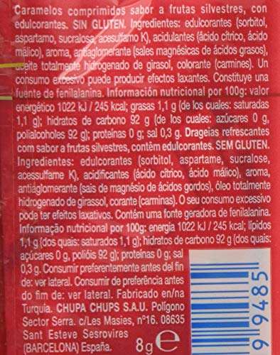 Smint Tabs Frutas del Bosque, Caramelo Comprimido Sin Azúcar - 12 unidades de 8 gr/ud