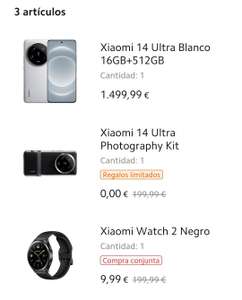 Xiaomi 14 Ultra 16+512gb + xiaomi watch 2 + kit de fotografia (Estudiantes) (mas barato con mi points)