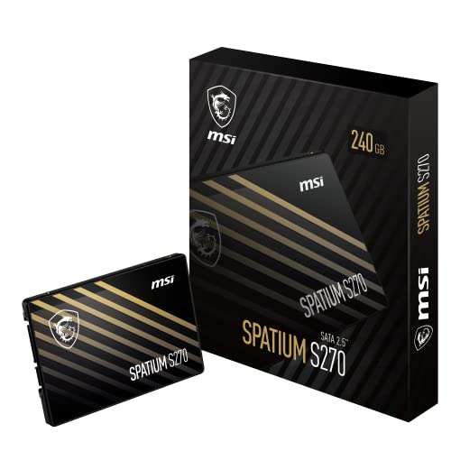 MSI SPATIUM S270 SATA 2.5" - Disco Duro SSD de 240GB (SATA III 6Gbps, 100.20mm x 69.85mm x 7.00mm, Lectura 500MB/s, Escritura 400MB/s),Negro