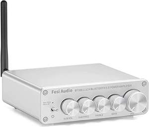 Fosi Audio BT30D-S Bluetooth 5.0 Amplificador Receptor de Audio Estéreo 2.1 Canal Mini Hi-Fi , 50 Watt x2+100 Watt /Subwoofer