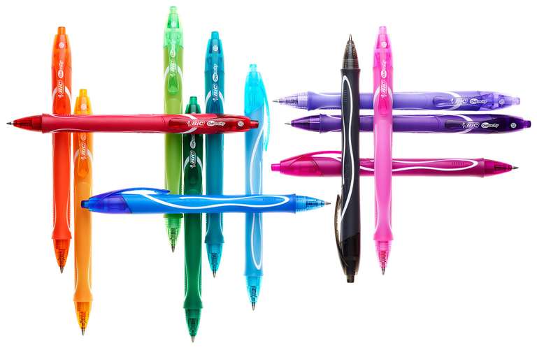 BIC Gel-ocity Quick Dry Bolígrafo retráctil, tinta de gel, punto medio (0.7mm) - Turquesa (también en rosa), Caja de 12 unidades