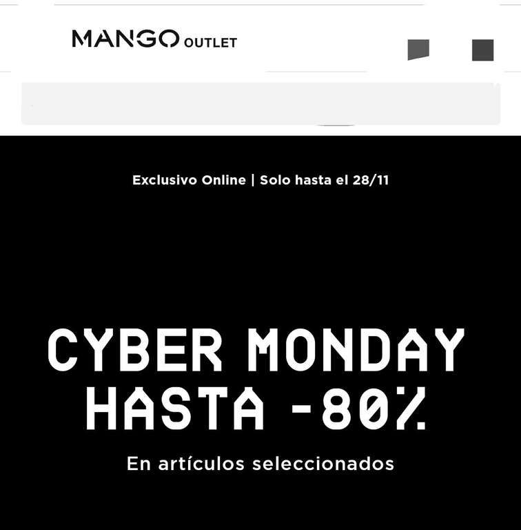Mango outlet cyber monday hasta -80% en productos seleccionados