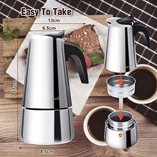 Godmorn Cafetera Italiana 4 Tazas (200ml), 6 Tazas (300ml) y 10 tazas  (450ml) » Chollometro