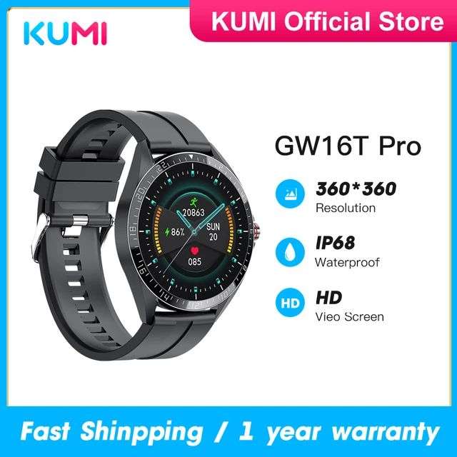 KUMI-reloj inteligente GW16T Pro, resistente al agua IP68 con control del ritmo cardíaco y pantalla táctil