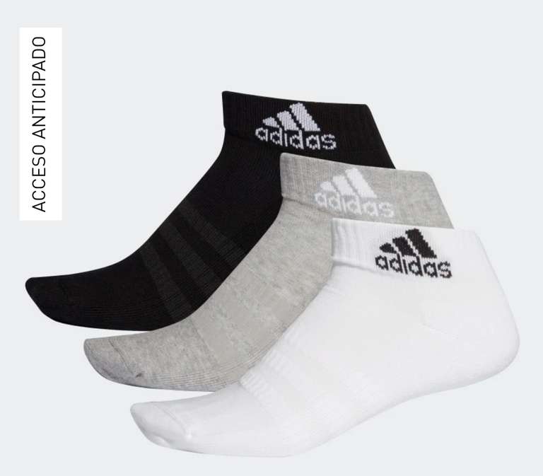 3 pares de calcetines cortos Adidas ( Envio gratis miembros Adiclub )