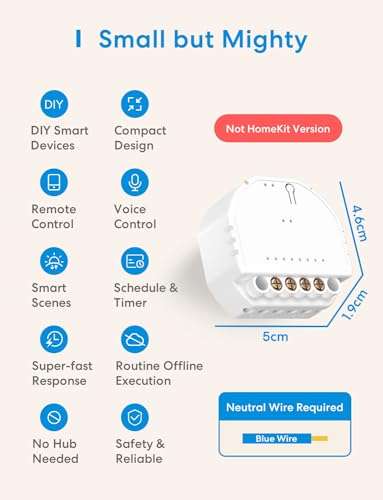 Meross Inteligente Interruptor WiFi. Compatible con HomeKit, Alexa, Google Home