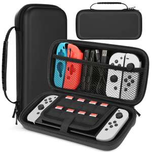 Funda de Viaje para Nintendo Switch y Switch OLED con Más Espacio de Almacenamiento para 8 Juegos (Negro)