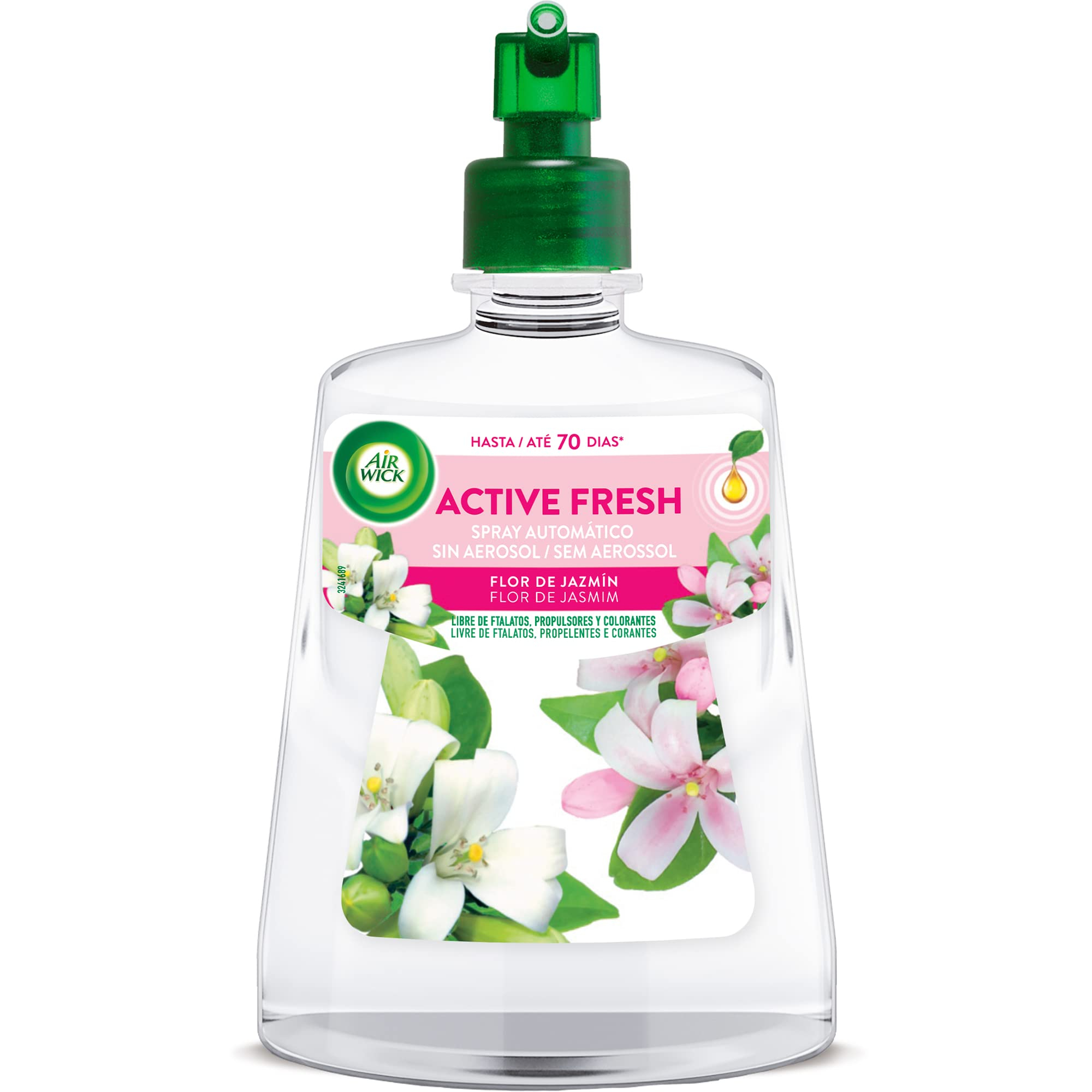 Air Wick Active Fresh Spray Automático Sin Aerosol Flor de Jazmín 228 ml – Ambientador para Casa con Aceites Esenciales