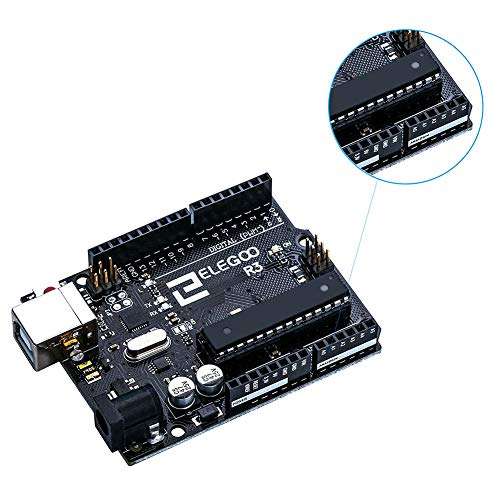 ELEGOO UNO R3 Tarjeta Placa con Cable USB y Microcontrolador Compatible con Arduino IDE Proyectos Cumple con RoHS