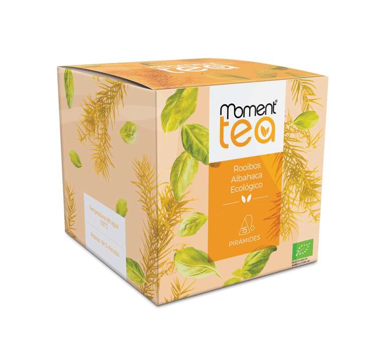 Nestlé Moment Tea- Infusión Rooibos Albahaca Ecológico estuche de 15 pirámides 2g (5,90€ con compra única).