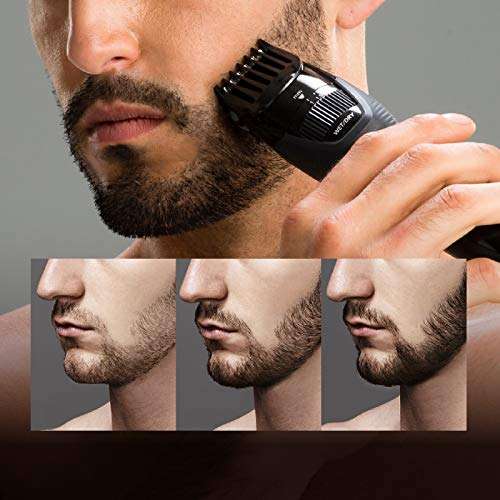 Panasonic - Recortador de barba con peine-guía, selector de ajuste rápido, recargable, acero inoxidable, batería larga duración