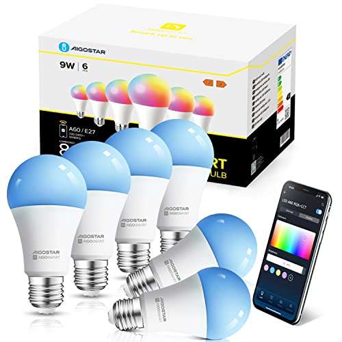 6 bombillas RGB E27 inteligentes Aigostar
