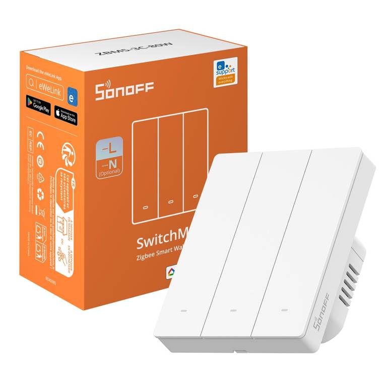 SONOFF Zigbee Interruptor de pared inteligente ZBM5-3C-80W