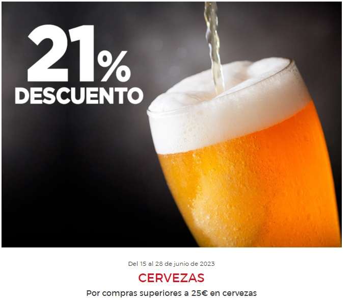 21% Descuento Directo en Cervezas en Hipercor/El Corte Ingles