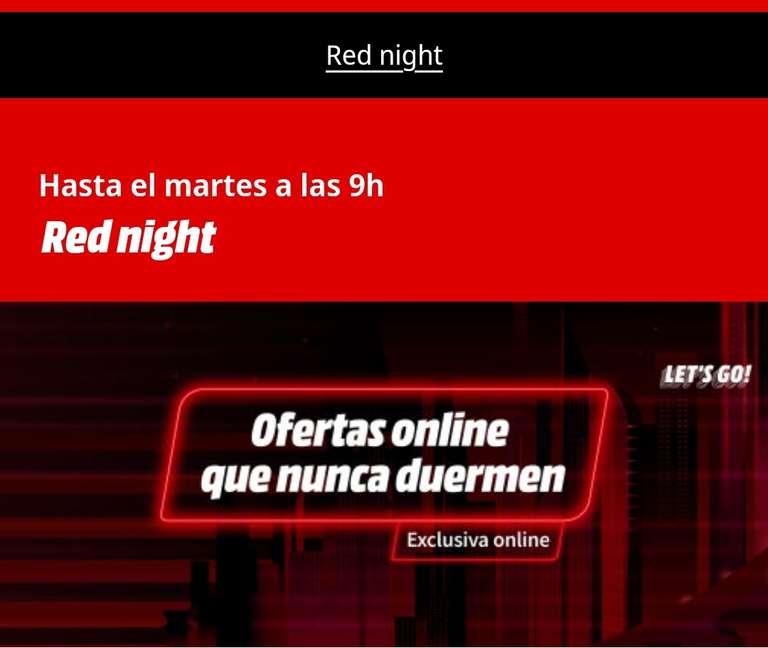 Red Night descuentos exclusivos en MediaMarkt de 21:00 hasta las 9:00