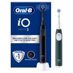 PACK DE 2 Oral-B iO 2 Dual. Set de 2 Cepillos Eléctricos con 2 Cabezales y Cargador, 3 Modos de Cepillado, Sensor de Presión y Temporizador
