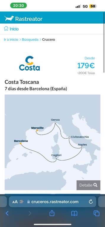 Costa Toscana 7 días desde Barcelona (España) Octubre tasas 200€