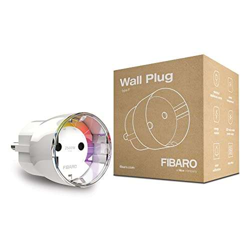 FIBARO FGWPF-102-5 Enchufe Inteligente para Gestión Remota, medicion de consumo, 230V, 35.0, Blanco