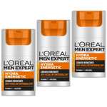 3 x L'Oréal Men Expert Crema hidratante antifatiga para hombre, Crema Hydra Energetic para hombre con Vitamina C, 50 ml [Unidad 3'70€]