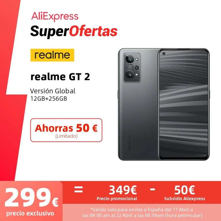 Realme GT2 12GB/256GB desde España solo 299€
